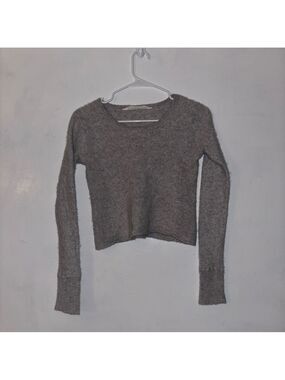 Athleta Cashmere Heather Gray Fleece Cropped Pullover